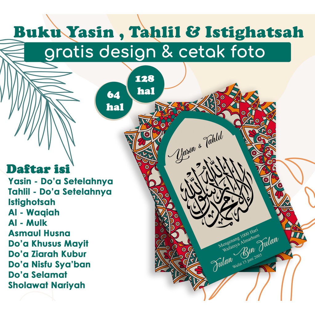 Craftpedia Buku Yasin & Tahlil Custom | Gratis Desain & Tambah Foto