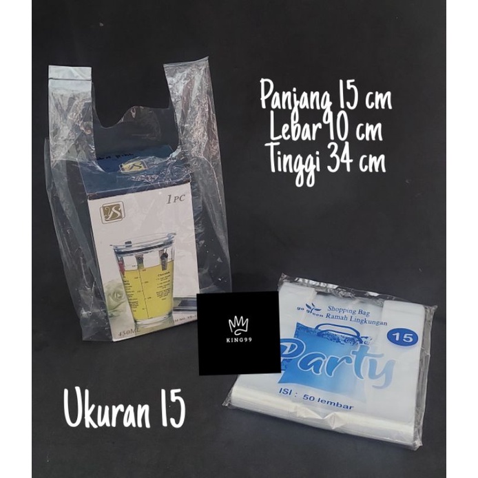 Kantong kresek PE Bening plastik ukuran 15 isi 50 lembar