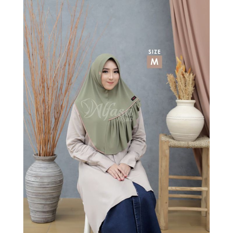 ALFASA HIJAB BERGO AF VASQIA size ( M ) | Hijab Instant Pet Antem dengan List dan Rampel Ori Alfasa