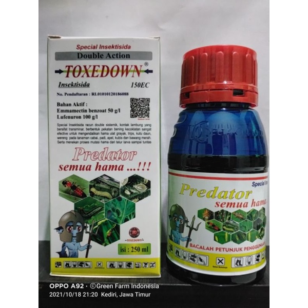 Toxedown 150 Ec 250ml Doble Action Dg 2 Bahan Aktif Emamectin Benzoat dan Lefenuron Ulat K.O