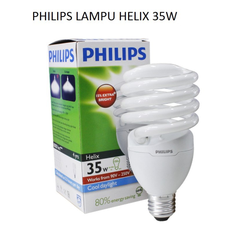 Lampu Helix 35W Putih 35 W Cool Day Light 35 Watt Philips PLC Lampu Spiral Tornado Sepiral 35 W Jumbo Super Terang Ulir Keong E27 Pilips Awet Berkualitas