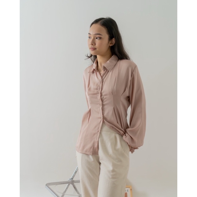 KANON - Brianna Shirt - Kemeja kantor silky lengan balon