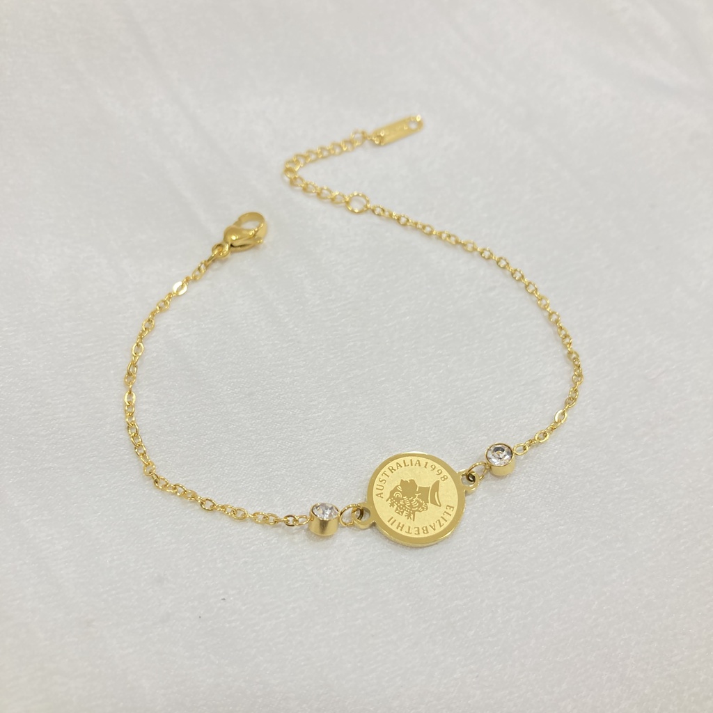 Gelang Rantai Titanium Anti Karat Aksesoris Perhiasan Wanita Korea Vintage Style