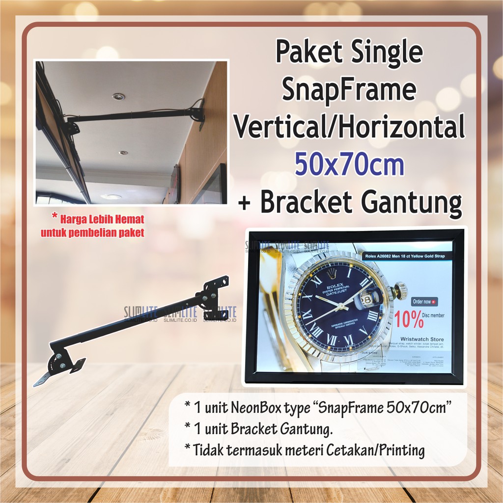 Paket Neon Box Snapframe Light 50x70cm + Bracket Gantung - Paket Menu Cafe