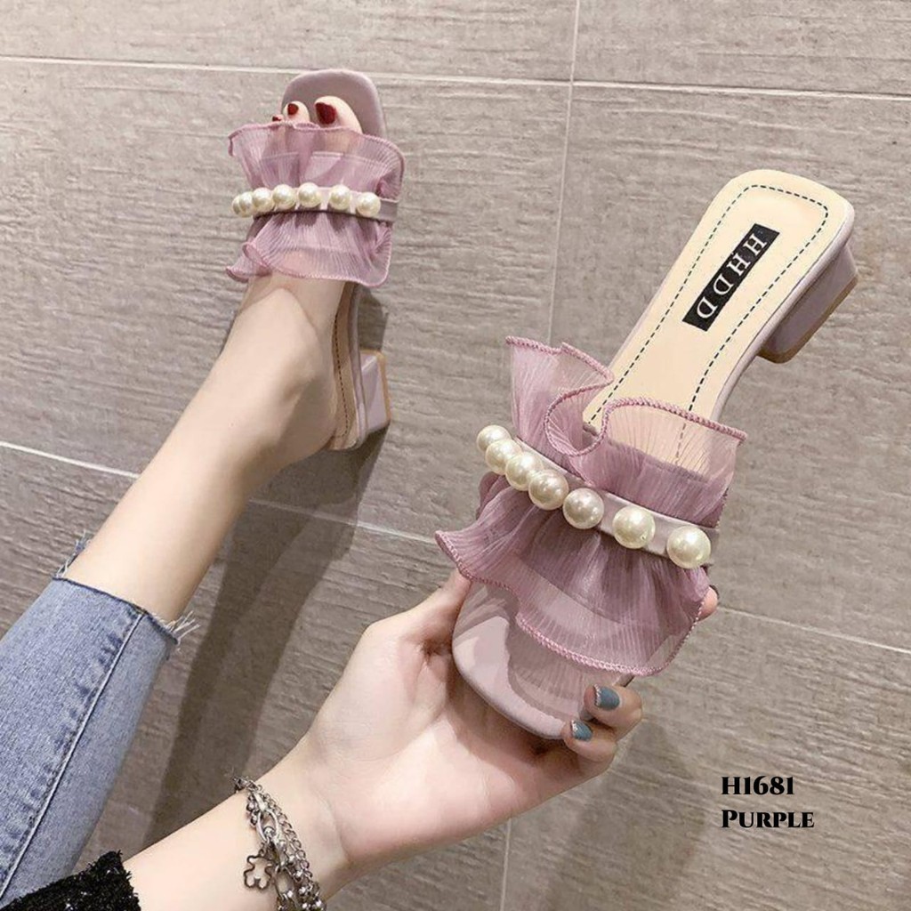 WYN  HIGH HEELS RUFFLED PEARL KOREA H1681