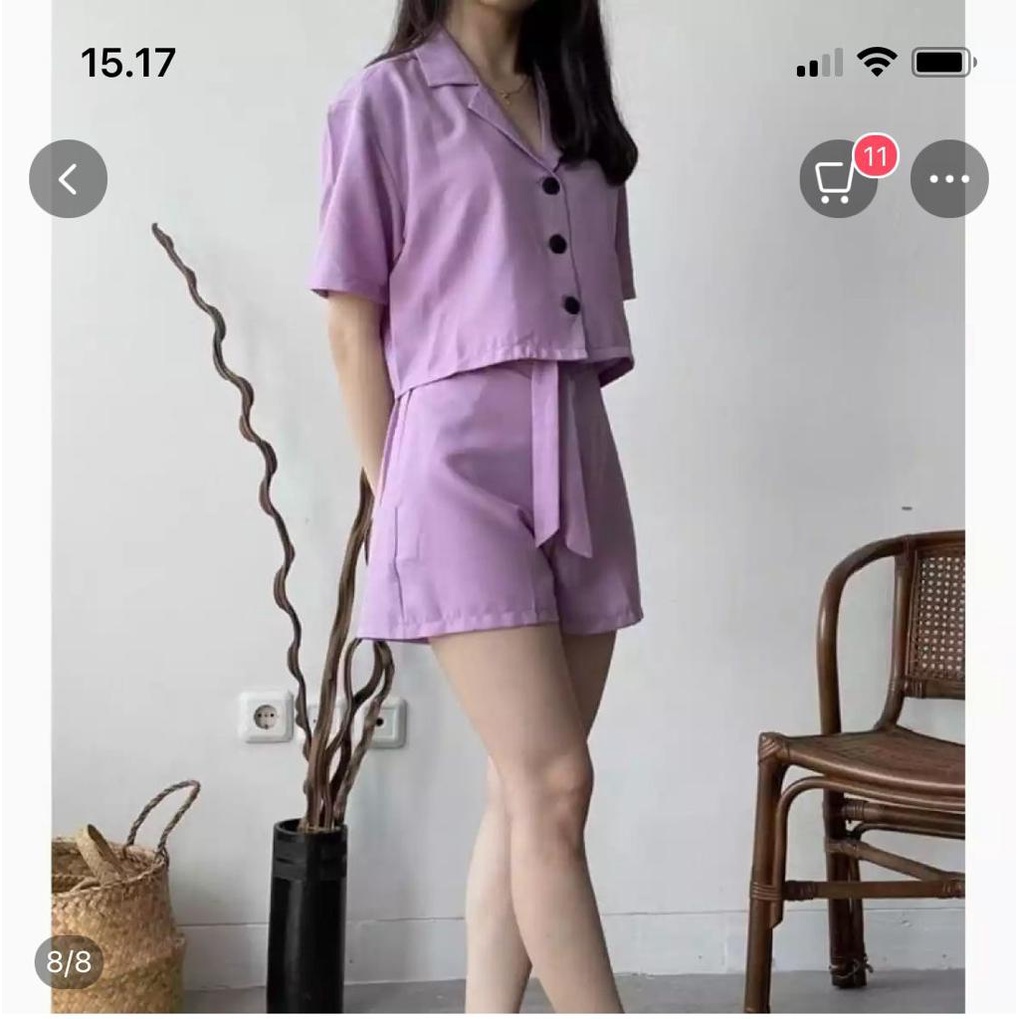 Toply shop Setelan Crop Kancing Premium Termurah