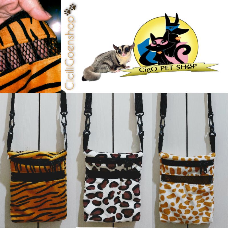 Premium Tas Bonding selempang mini kecil Pouch Travel bag Hewan Sugar Glider SG tali panjang bajing