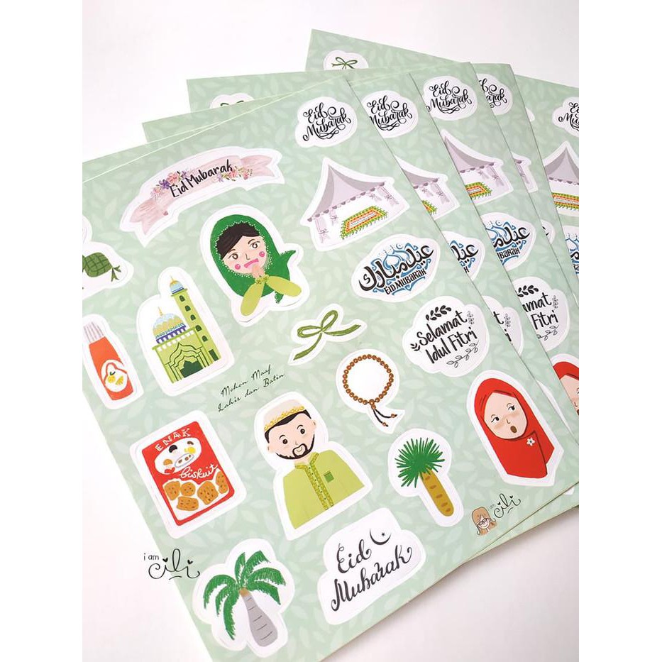 

(Sif015-Hijau) Stiker Toples Paperbag Box Hantaran Lebaran Idulfitri 097