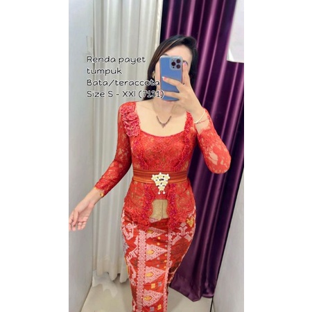kebaya renda padi payet tumpuk