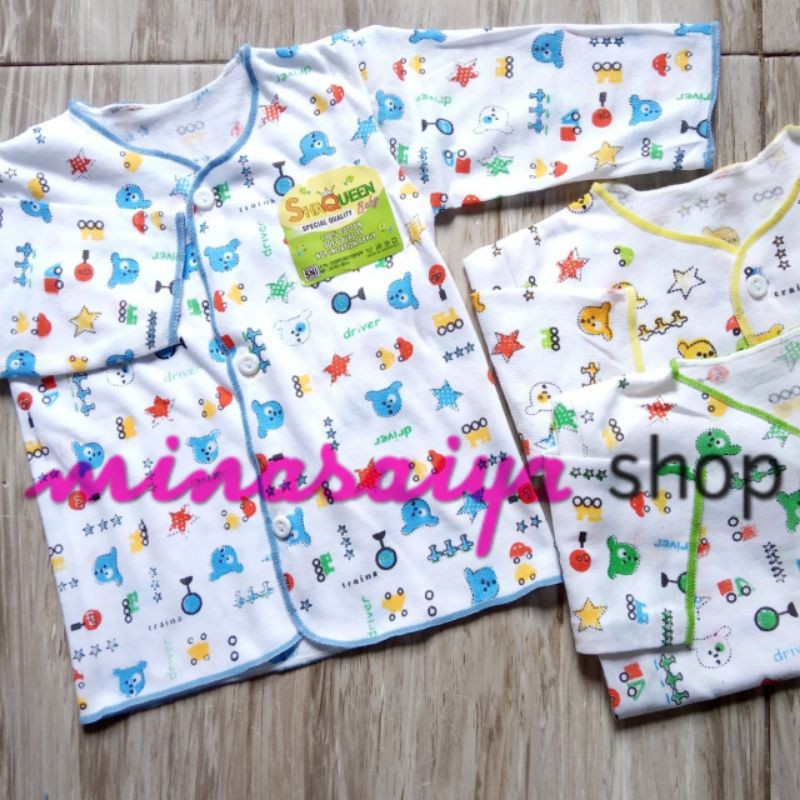 SHAQUEEN 3 pcs Baju Bayi SNI Lengan Panjang Putih Motif Newborn