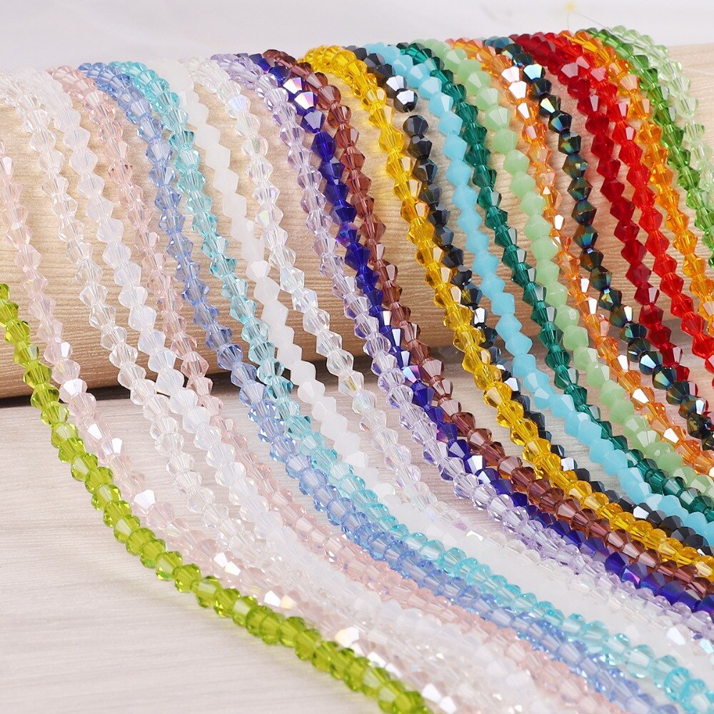 95pcs 4mm Manik-Manik Kristal Warna-Warni DIY Charms Glass Beads Faceted Loose Beads Untuk Membuat Perhiasan Anting Gelang Kalung