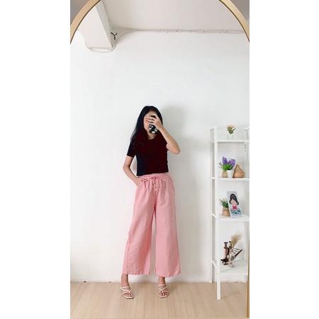 BEFAST - ZFS OOTD Wanita Kulot FIFI / WIDE LINEN KULOT / Pakaian Kulot Kasual / Celana Panjang Kulot Modis / Celana Panjang Casual Wanita / Kulot Kekiniaan Wanita Remaja / Fashion Wanita Kerja / Celana Kulot Banyak Warna / Terlaris