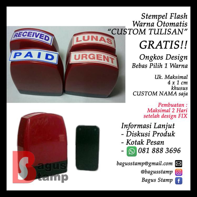 

Diskon Stempel Warna Otomatis Flash Uk. 4X1 Cm 1 Warna (Custom Nama) Keren