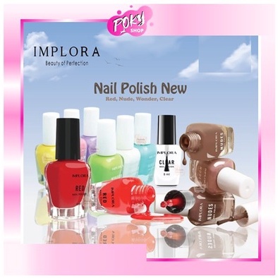 POKY - Implora Nail Polish NEW Kutek RedClearNudes - Satuan BPOM