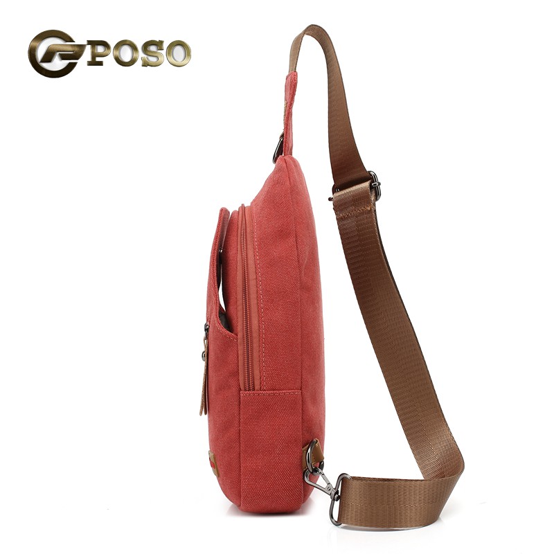 Original POSO PS-215 Pink - Vintage Retro Unisex Cross Strap Chest Pack Canvas Bag