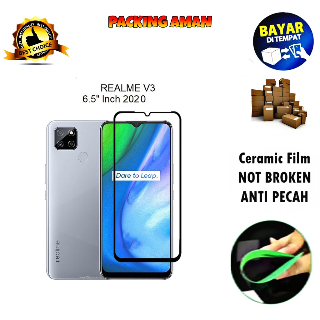 Tempered Glass Realme V3 5G 2020 FULL COVER FULL SCREEN Ceramic Film Anti Gores