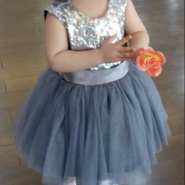 Gaun pesta anak / tutu / gaun silver