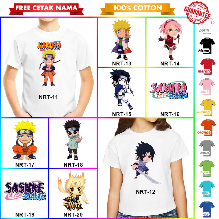 [FREE NAMA!!] Baju Kaos COUPLE  ANAK DAN NARUTO BANYAK MOTIF