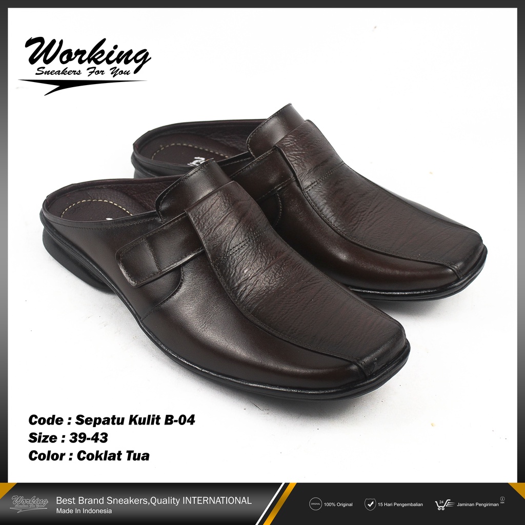 Sepatu Pria Kulit Working B-04 // Sepatu Kerja // Sepatu Pria Keren // Sepatu Kulit Asli 100% Realpict Bisa COD