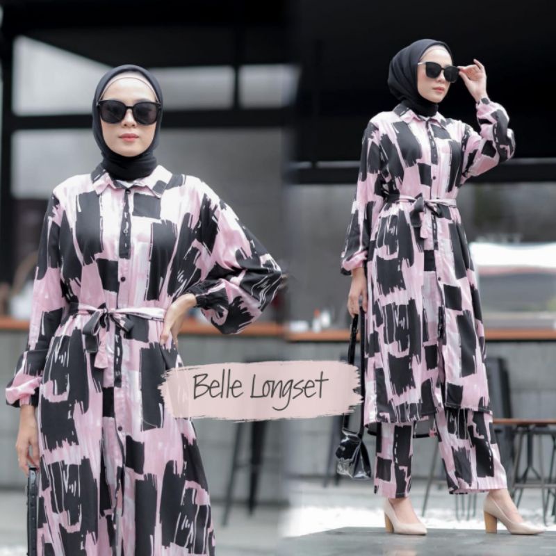 One set Rayon Viscose Busui Ld 100 - 110 Motif Kekinian-BELLE LONGSETLD100