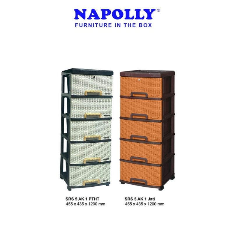NAPOLLY LEMARI CABINET LACI PLASTIK 5SUSUN SRS-5AK1
