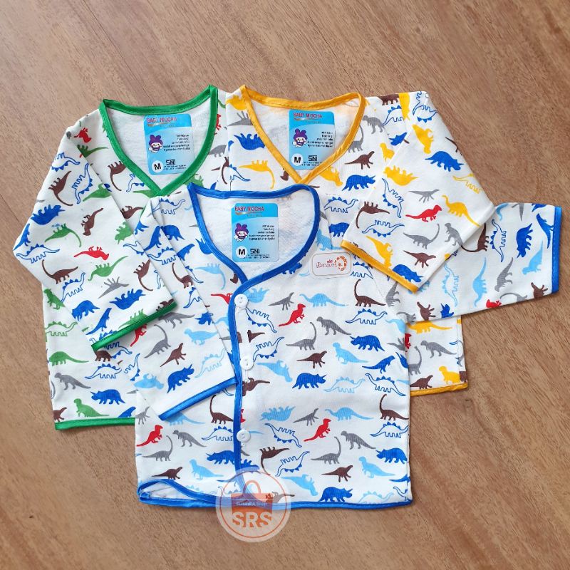 (3 Pcs) Baju Bayi Tangan Panjang MOTIF 0-6 Bulan Baby Mocha SNI Little Boboho Putih PRINT (NEW)