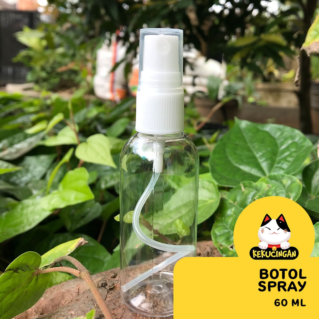 Botol Spray Semprotan 60ml PET Tebal Bening Kepala Putih GRATIS