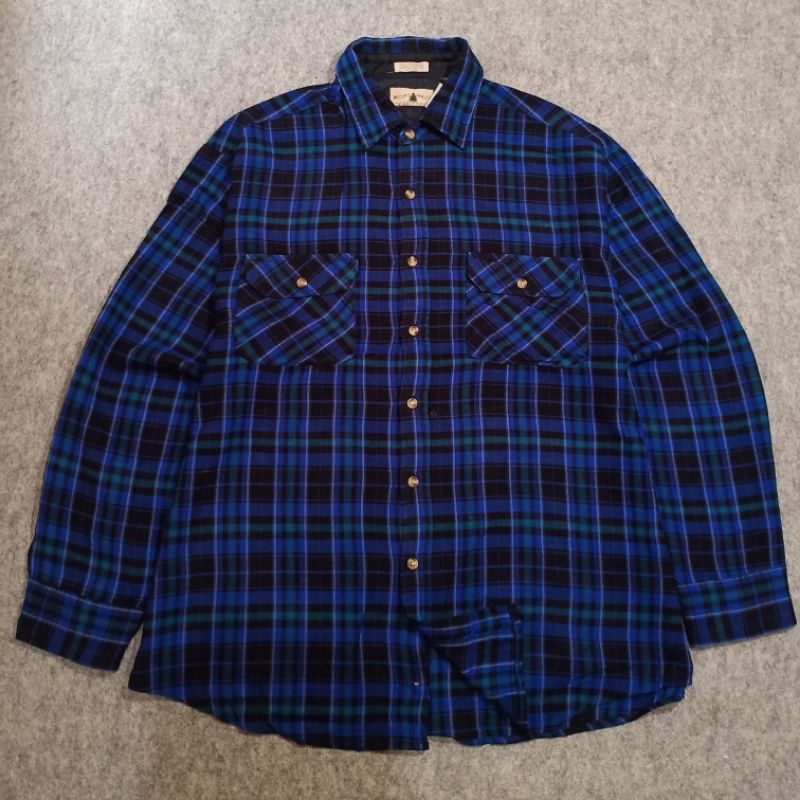 kemeja flannel wool plaid outer casual ootd oversize second original murah