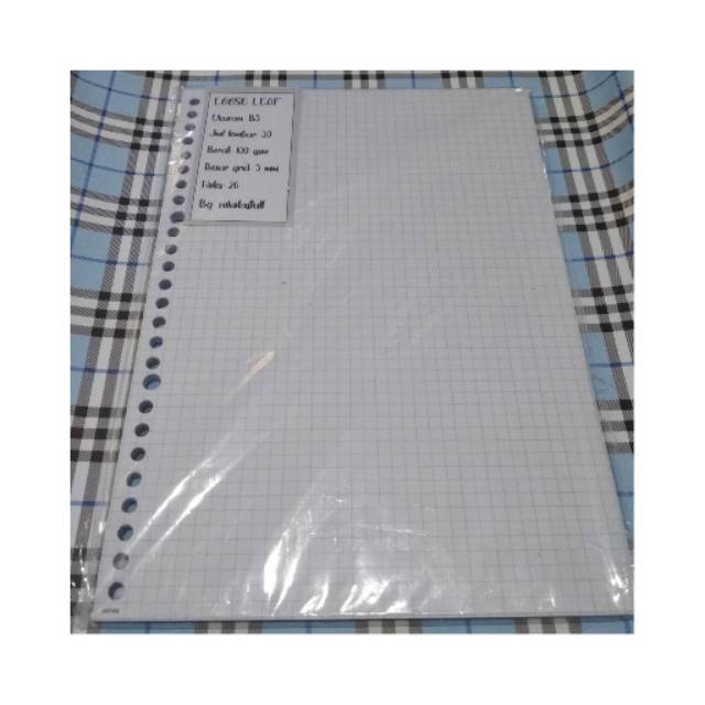 Isi binder B5 loose leaf GRID 100 GSM 50 lembar Putih White Kertas Binder