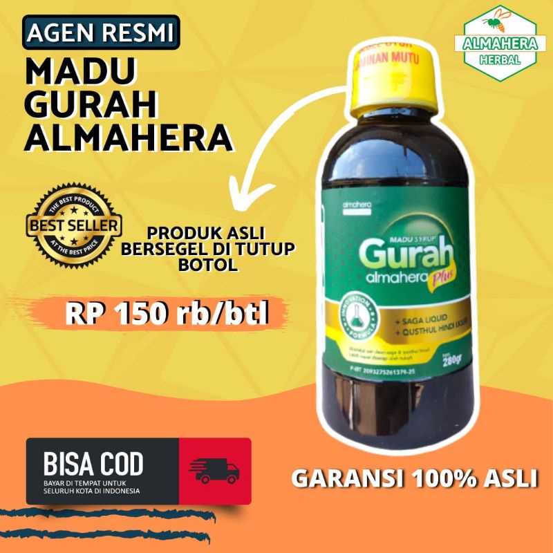 MADU GURAH ALMAHERA 280 GRAM BELI 2 GRATIS 1 MENGATASI BATUK, PILEK, SESAK NAFAS DLL-7
