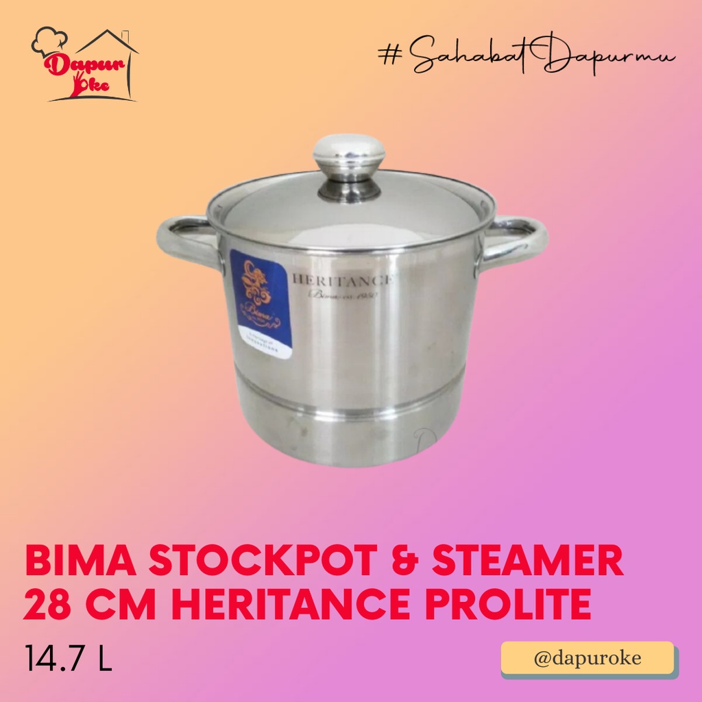 Bima Stockpot & Steamer 28 cm Heritance Prolite / Panci Tinggi