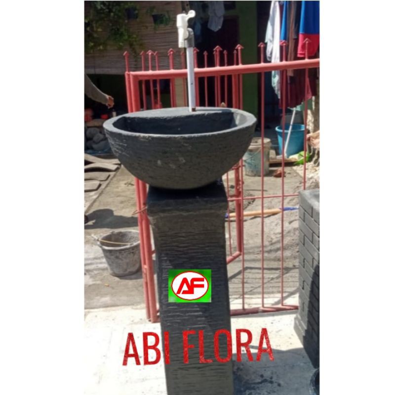 Wastafel batu minimalis plus kaki & keran / wastafel taman / wastafel murah