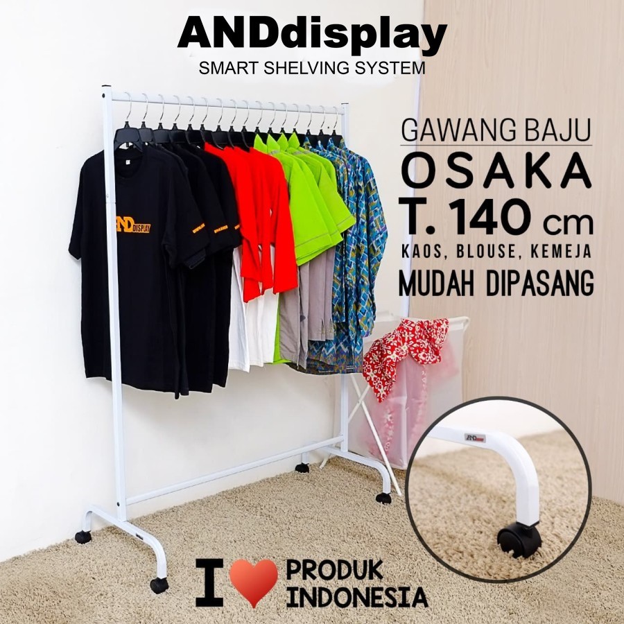 GAWANG BAJU OSAKA T 140 CM PUTIH BERODA RAK GANTUNGAN JEMURAN