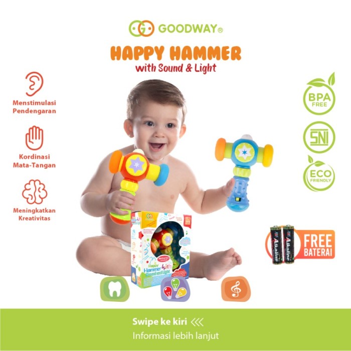 GOODWAY Happy Hammer Baby Toys Mainan Bayi Palu Sensory Light Sound