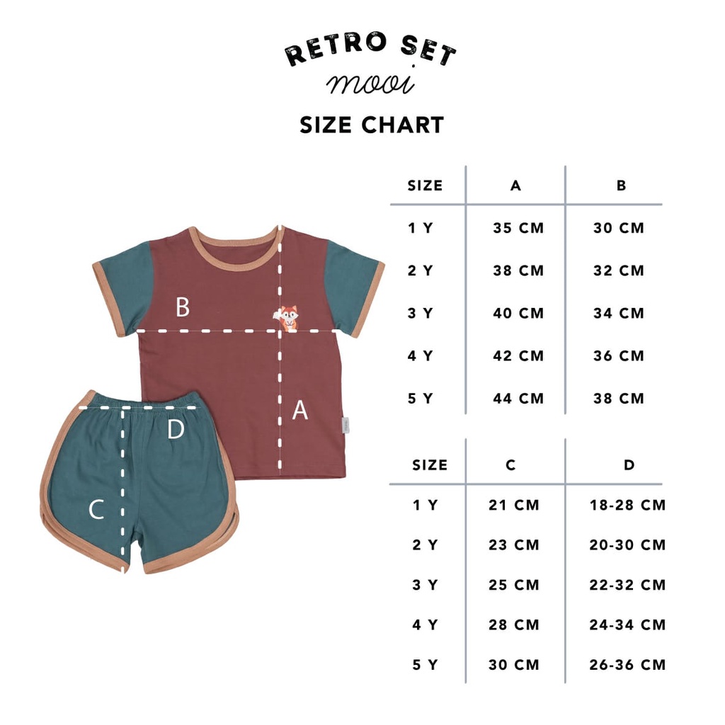 MOOI RETRO SET TRICOLLOR- Baju bayi/SETELAN ANAK MOOI/Mooi stelan Tshirt Retro set