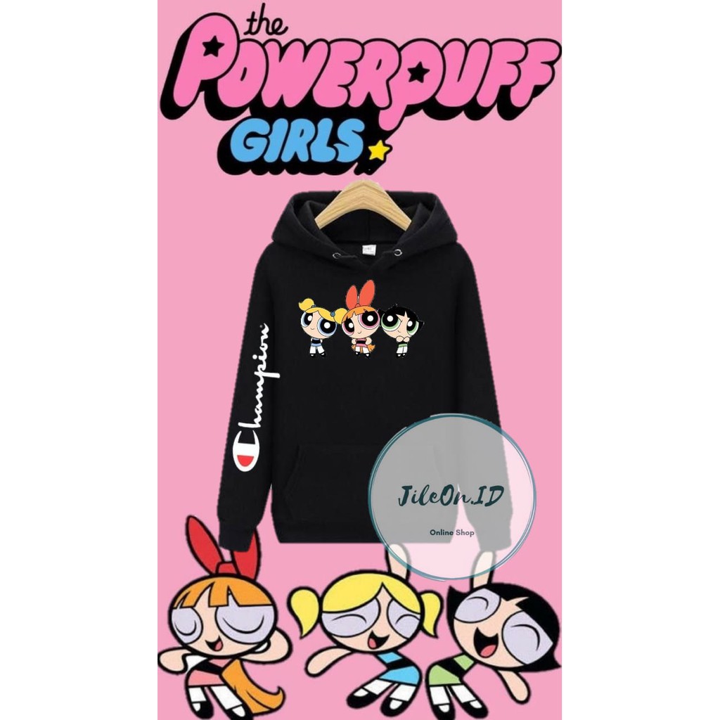 TERMURAH [ BAYAR DI TEMPAT / COD ] JAKET SWEATER HOODIE POWERPUFF GIRL X CHAMPION5 HOODIE TRENDING