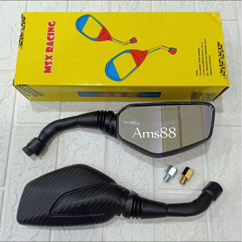 Set Sepasang Spion Carbon Black Pulsar Bajaj Variasi Motor Honda Yamaha