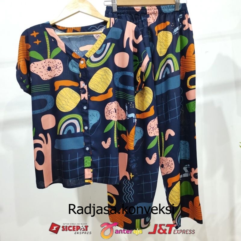 TERMURAH PIYAMA KANCING HITS NON KERAH/V-NECK PIYAMA KANCING BUSUI | PIYAMA RAYON | HOMEWEAR RADJASA