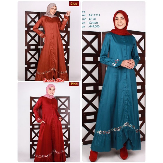 DANNIS Gamis A211211 Free Masker Merah - Biru Tosca - Teracotta