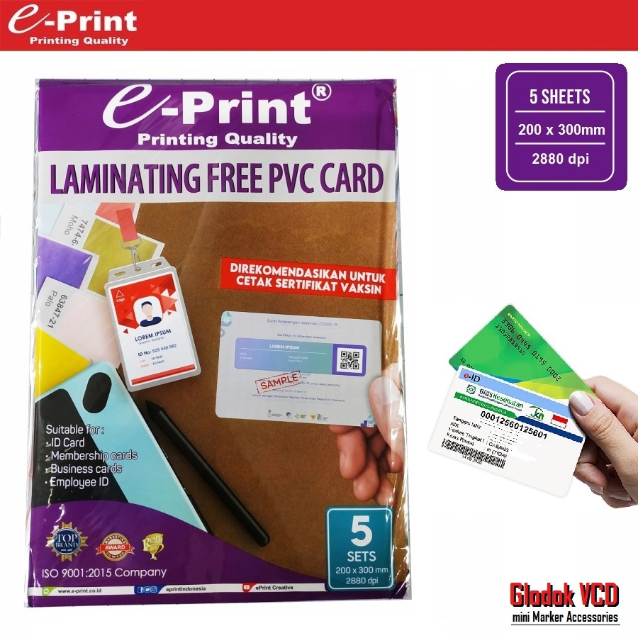 E-Print Printable ID Card Laminating Free PVC isi 5 Lembar