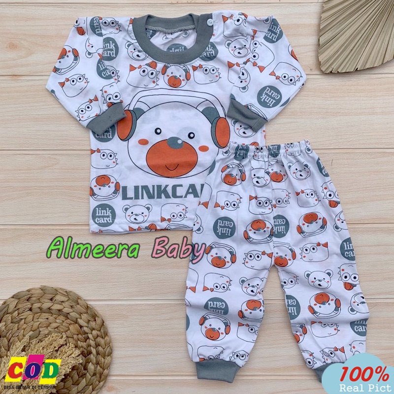 Setelan Piyama Bayi Laki Perempuan Usia 3-12 Bulan motif Link Park Almeera Baby and Kids