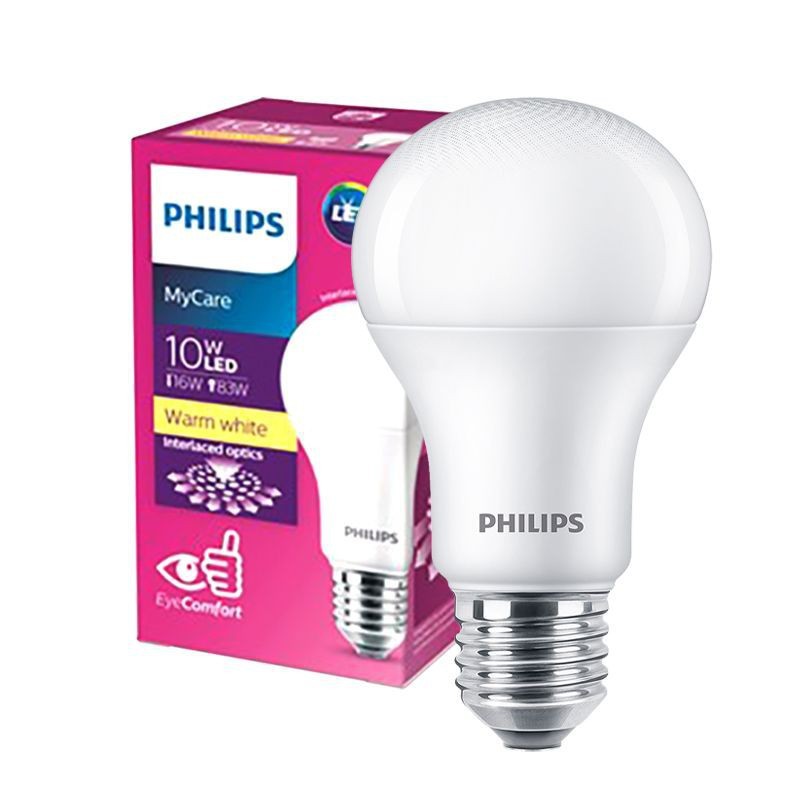 LAMPU LED BULB PHILIPS 10 WATT WARM WHITE KUNING BOHLAM LED PHILIPS 10 WATT