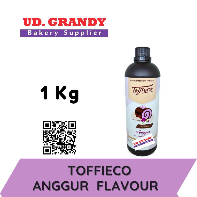 

Toffieco Flavour Anggur (Grape), Jahe, Jeruk (Orange), Leci, Lemon, Mangga, Stroberi, Pisang, Persik (Peach), Santan, Vanilla Flavour ukuran 1kg