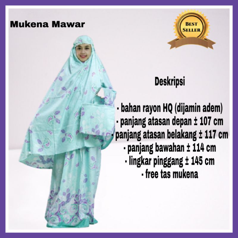 Mukenah Rayon adem / Mukena  Dewasa motif Bunga mawar Ibu wanita Cantik  Rayon bali Adem Nyaman