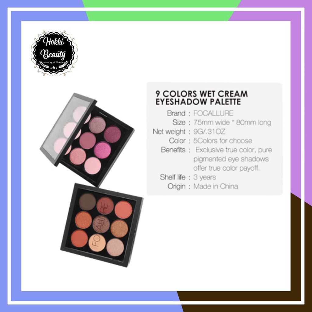 FOCALLURE 9 Warna - NINE COLOR Eyeshadow palette mata kosmetik - (FA36)