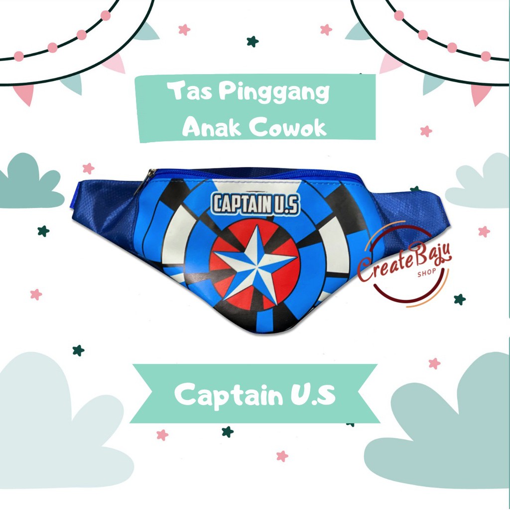 TAS PINGGANG ANAK MURAH CAPTAIN US WAIST BAG ANAK TERMURAH SUPERHERO