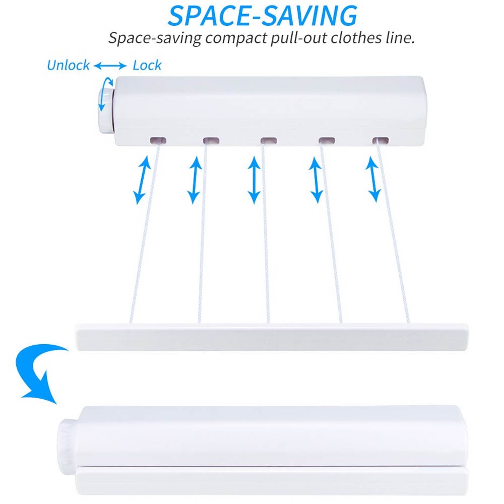 Jemuran Otomatis Praktis Dengan 5 Tali J105 - Multifunctional Clothes Hanger Bisa Di Lipat Dan Di Panjangkan