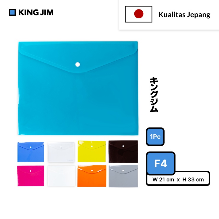 

King Jim Map Kancing Plastik Folio / Envelope Holder F4 744GA-E