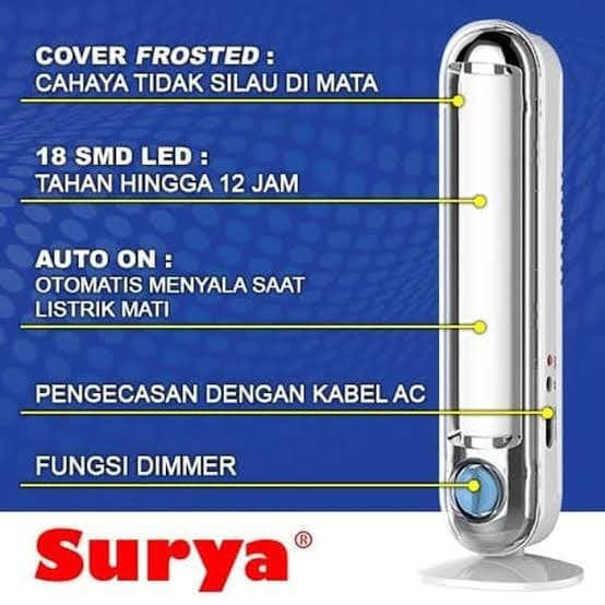 Senter Lampu SURYA SQL 18 L FROSTED / Emergency Lamp/ Lampu Darurat