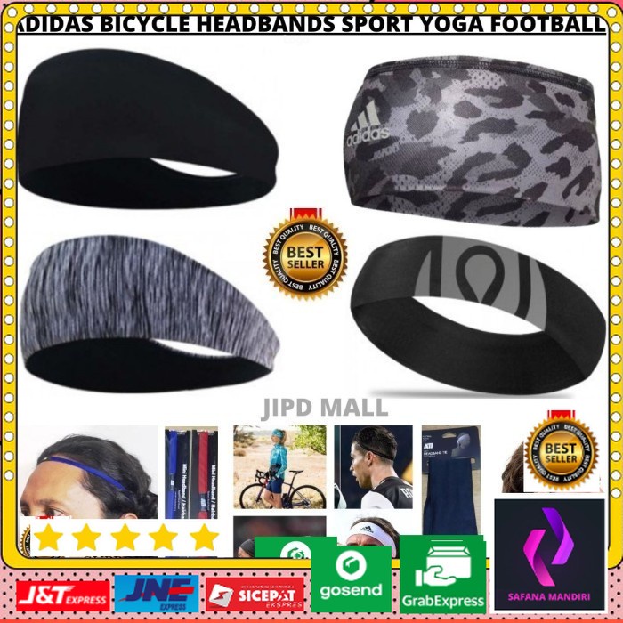 Ikat Kepala Headband Sport Adidas Ori & Bandana Biasa Sepeda Bola Yoga